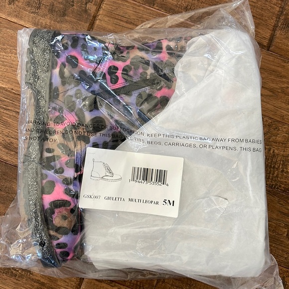 MIA Giuletta Combat Glitter Sole Boots Multicolor Leopard Size 5 - Picture 3 of 8